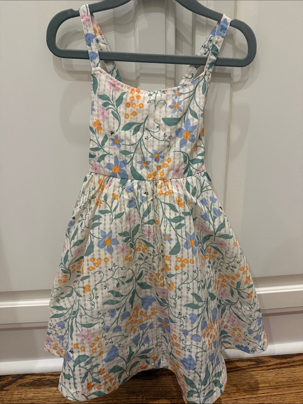 Hanna Andersson Soft Yellow Floral Spaghetti Strap Dress with Tulle Twirl Skirt